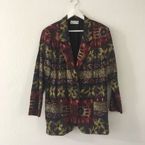 Vintage abstract floral Multicolor blazer